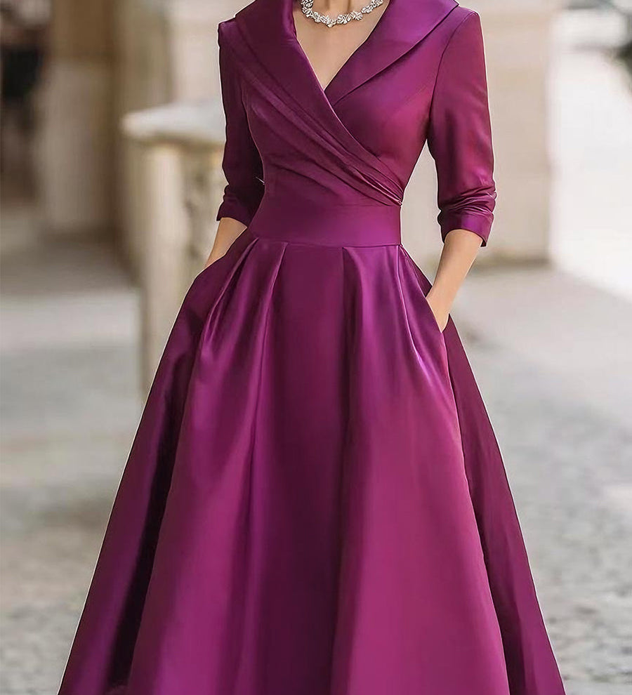 Lea™ - Elegantna midi obleka z diskretnim sijajem
