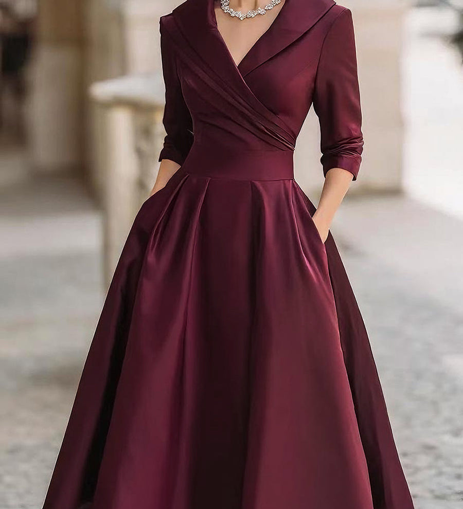 Lea™ - Elegantna midi obleka z diskretnim sijajem