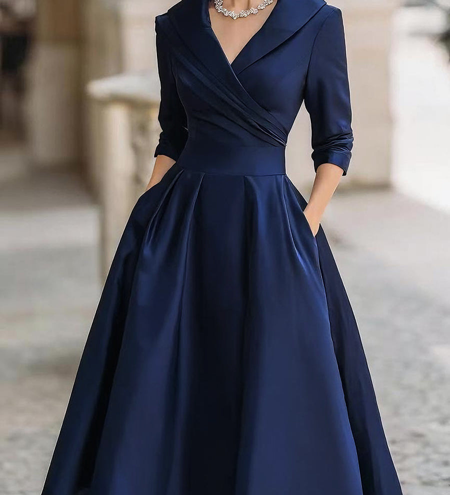Lea™ - Elegantna midi obleka z diskretnim sijajem