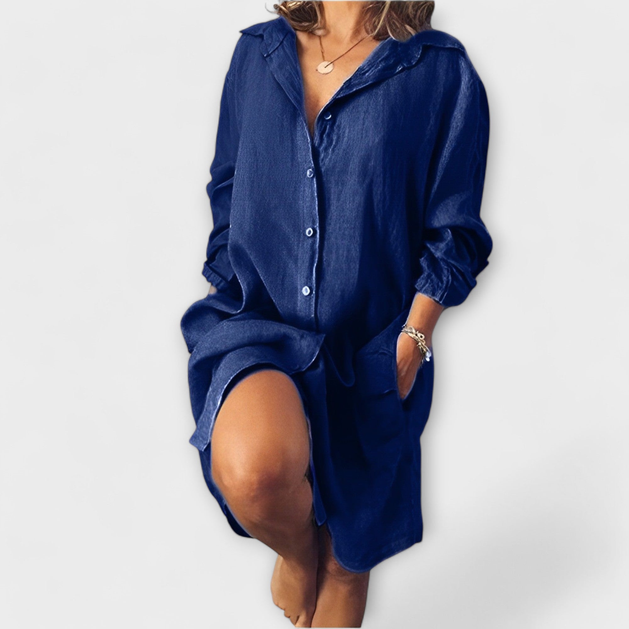Sproščena lanena bluza za vsakodnevno nošenje