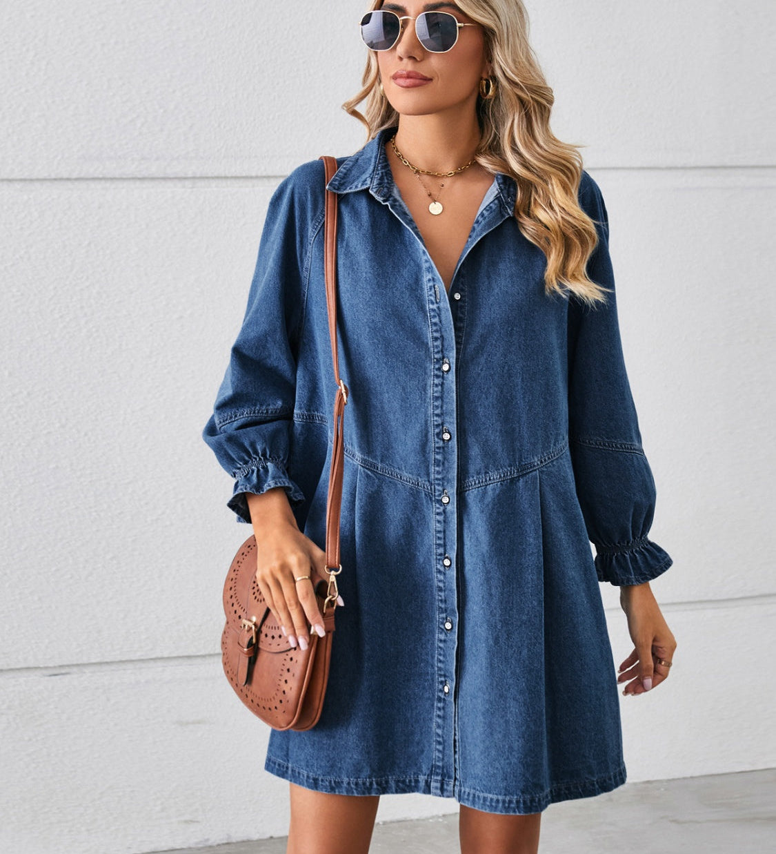Vera™ | Jeans obleka s gumbi