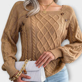 Eleganten pulover z pletenim vzorcem – z gumbi